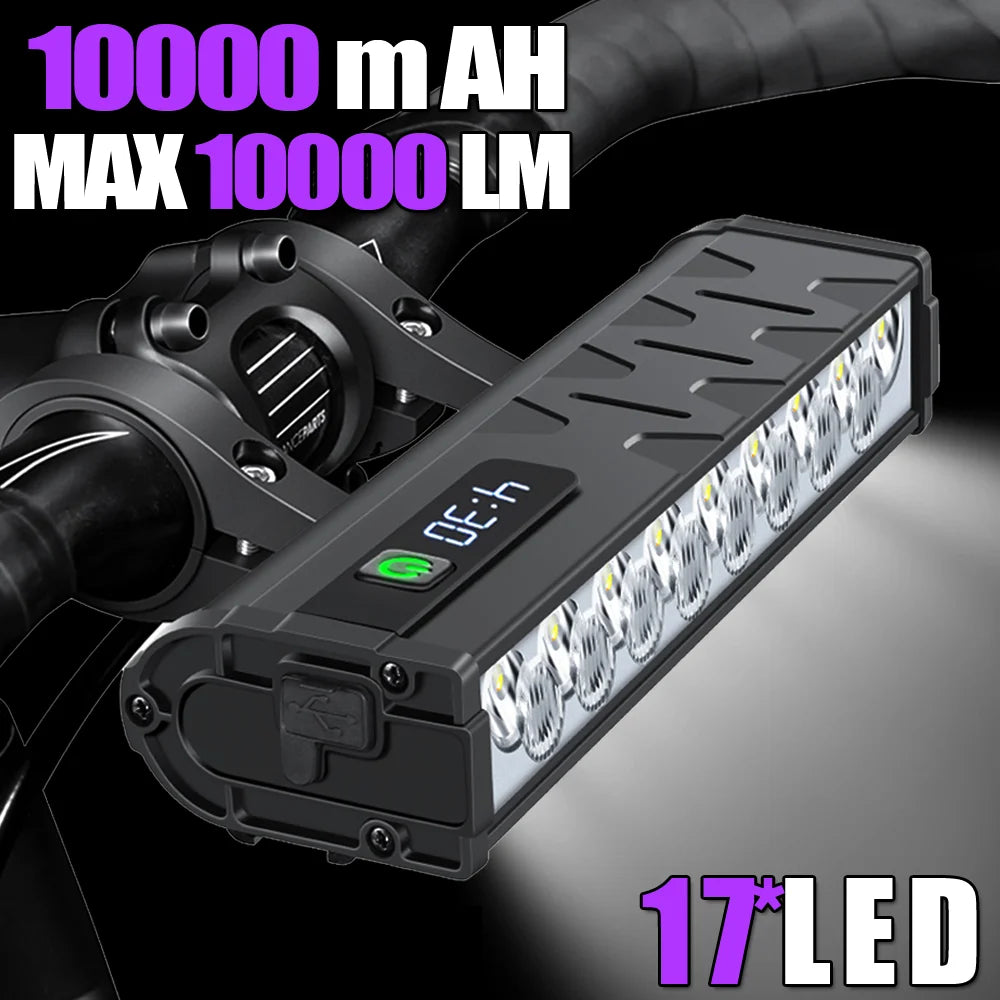 Bicycle Light Front 10000Lumen Bike Light 10000Mah Waterproof Flashlight USB Charging MTB Road Cycling Lamp Accessories