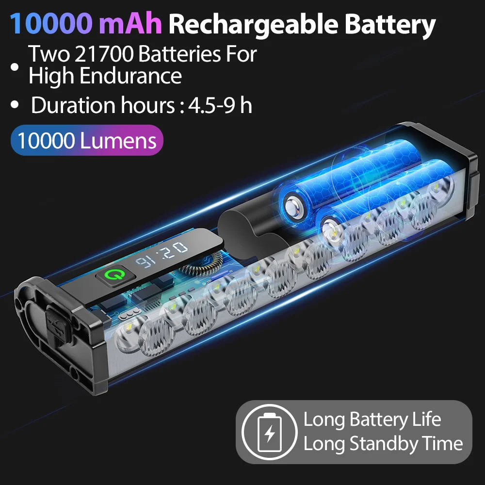 Bicycle Light Front 10000Lumen Bike Light 10000Mah Waterproof Flashlight USB Charging MTB Road Cycling Lamp Accessories
